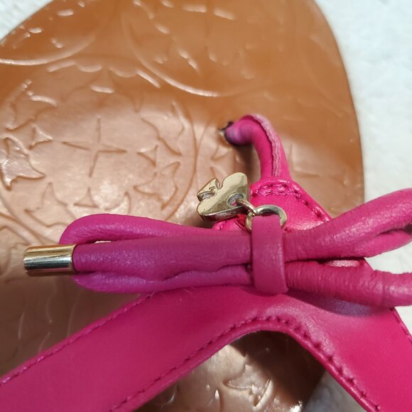 Kate Spade Hot Pink Bow Logo Beach Summer Quiet Luxury Thong Flip Flop Sandals 9 - Picture 6 of 7